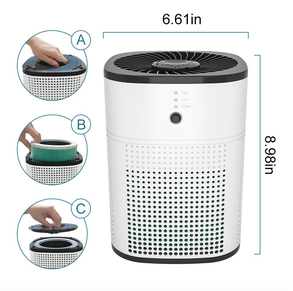Mauzari™ Purificatore d’Aria Compatto HEPA H13 per Camera e Ufficio