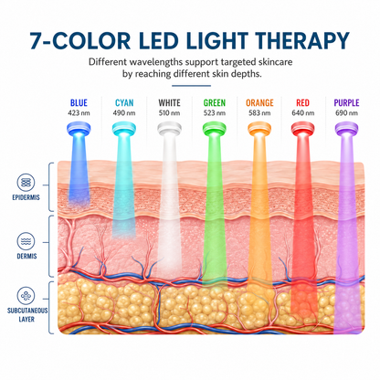 Mauzari™ Maschera LED viso e collo a 7 colori – Dispositivo per fototerapia e ringiovanimento della pelle
