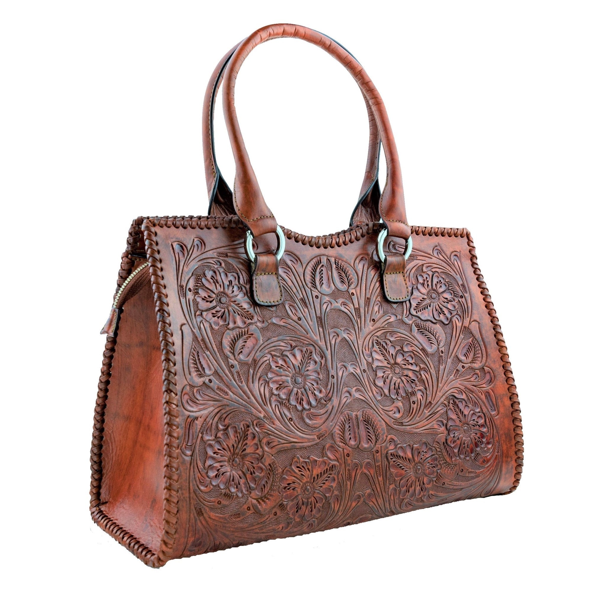Womens Saddle River purse brown blue leather Vintage hand bag gold medium |  eBay