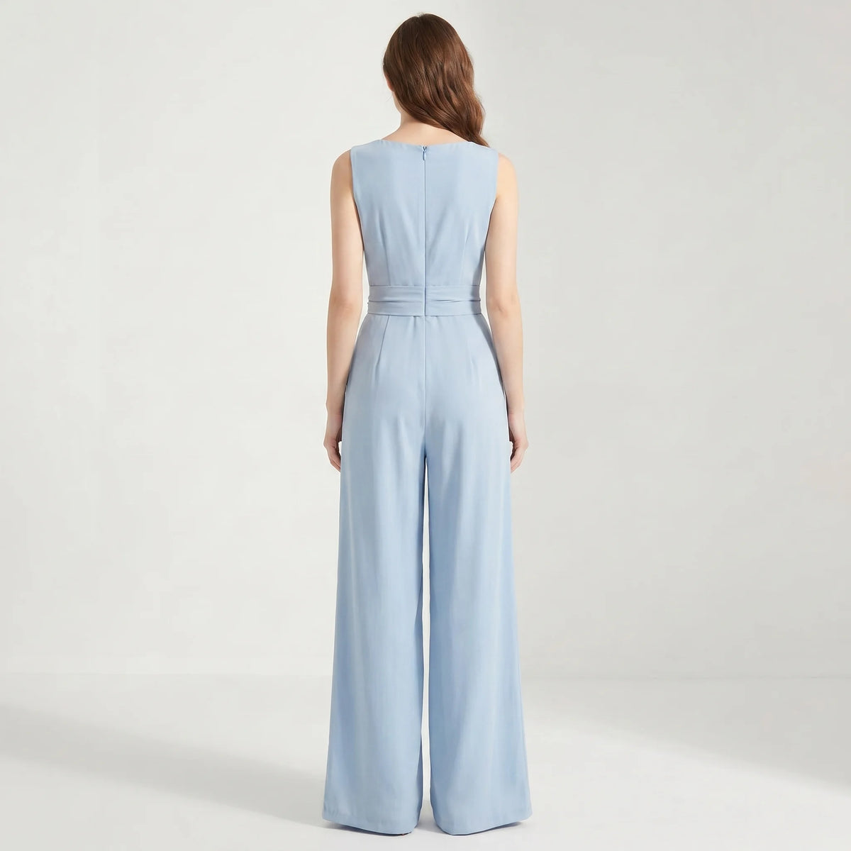 Tuta jumpsuit donna a vita alta con pantaloni larghi e tasche
